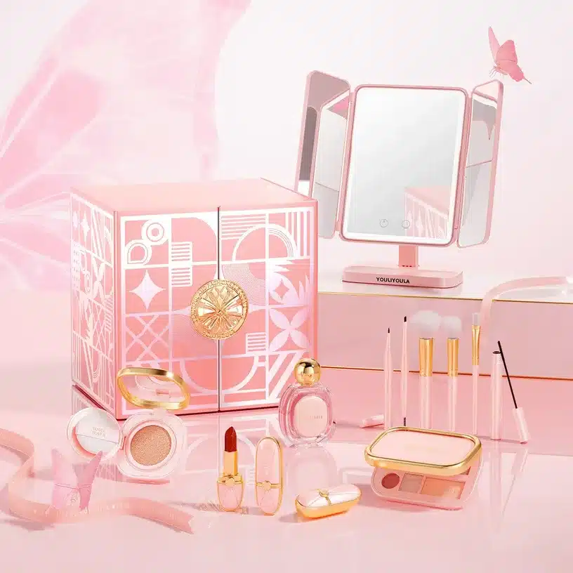 Luxury Pink Vanity Makeup Organizer Gift Set